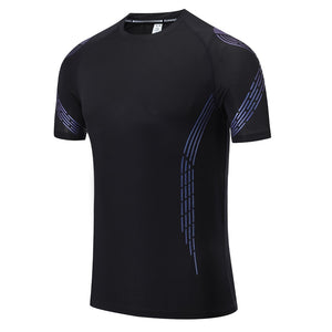 Men Gym Short Sleeves Running Workout Print T shirt Bodybuilding  Traning High Quality Sports Men Reflective Shirts