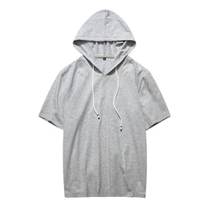 New Men T Shirt Hooded Summer Casual T-shirts Splice 2023 Male Hip Hop Streetwear tshirts Mens Loose Gym Tops Tees High Quality