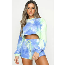 Tracksuit Women Gym Clothing Tie-Dyed Casual Exposed Navel Lightweight Frenulum Comfy Breathable Naked Feel Shorts Yoga Set