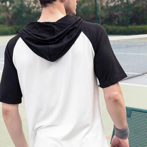 New Men T Shirt Hooded Summer Casual T-shirts Splice 2023 Male Hip Hop Streetwear tshirts Mens Loose Gym Tops Tees High Quality