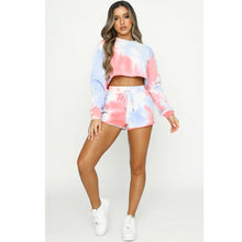 Tracksuit Women Gym Clothing Tie-Dyed Casual Exposed Navel Lightweight Frenulum Comfy Breathable Naked Feel Shorts Yoga Set