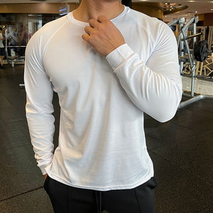 Long Sleeve Sport Shirt Men Fitness T shirt Gym Tshirt Sportswear Loose Running breathable Quick dry Shirt Workout training Top