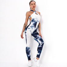 Sexy One Piece Yoga Set Fitness Jumpsuit Sportswear For Women Tie-dye Jacquard Backless Gym Wear Tracksuit Running Workout Suit