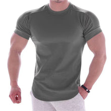 Mens Fitness Clothes Sports T-Shirt Elastic Muscle Gym New Male Training Quick Drying Casual Short Sleeves T-shirt