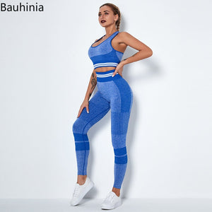 Bauhinia 2PCS Yoga Set Women&#39;s Tracksuit Fitness Gym Sports Bra Leggings Suits Summer Breathable Workout Sportswear Gym Clothing