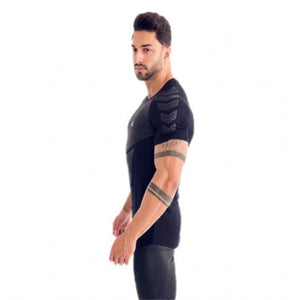 Compression Quick dry T-shirt Men Running Sport Skinny Short Tee Shirt Male Gym Fitness Bodybuilding Workout Black Tops Clothing