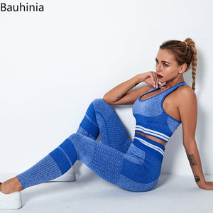 Bauhinia 2PCS Yoga Set Women&#39;s Tracksuit Fitness Gym Sports Bra Leggings Suits Summer Breathable Workout Sportswear Gym Clothing