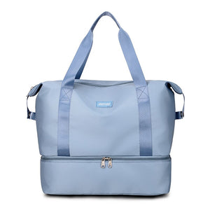 Large Travel Dufflel Bag Solid Color Dry Wet Separated Portable Waterproof  Outdoor Gym Fitness Tote Bag for Women