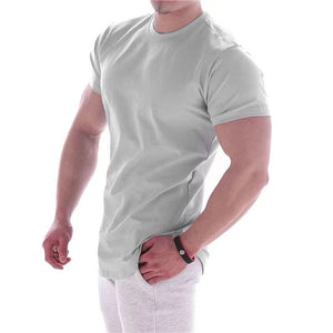 Mens Fitness Clothes Sports T-Shirt Elastic Muscle Gym New Male Training Quick Drying Casual Short Sleeves T-shirt