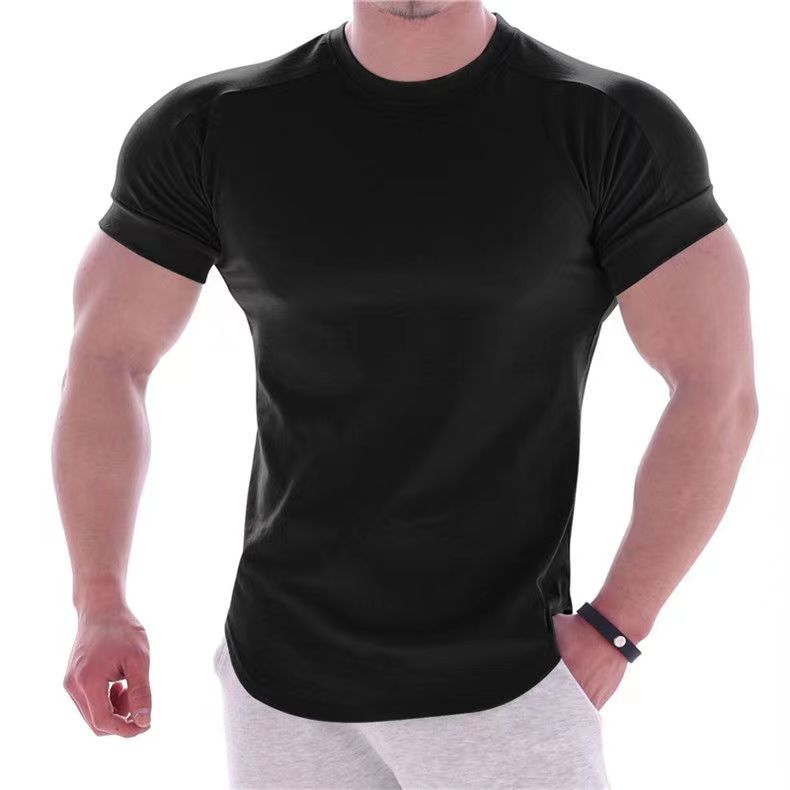 Mens Fitness Clothes Sports T-Shirt Elastic Muscle Gym New Male Training Quick Drying Casual Short Sleeves T-shirt