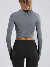 Sexy Women&#39;s Yoga T-shirts Long Sleeve Running Tees Quick Dry Fitness Gym Tracksuit Cross Strap Crop Tops Sports Shirts