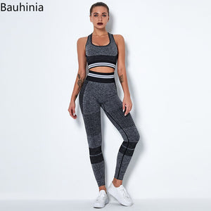 Bauhinia 2PCS Yoga Set Women&#39;s Tracksuit Fitness Gym Sports Bra Leggings Suits Summer Breathable Workout Sportswear Gym Clothing