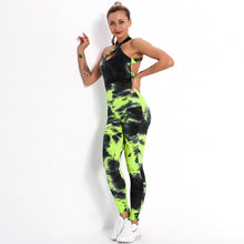 Sexy One Piece Yoga Set Fitness Jumpsuit Sportswear For Women Tie-dye Jacquard Backless Gym Wear Tracksuit Running Workout Suit