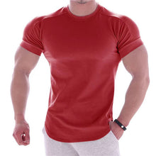 Mens Fitness Clothes Sports T-Shirt Elastic Muscle Gym New Male Training Quick Drying Casual Short Sleeves T-shirt