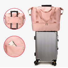 Large Travel Dufflel Bag Solid Color Dry Wet Separated Portable Waterproof  Outdoor Gym Fitness Tote Bag for Women