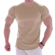 Mens Fitness Clothes Sports T-Shirt Elastic Muscle Gym New Male Training Quick Drying Casual Short Sleeves T-shirt