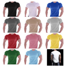 Mens Fitness Clothes Sports T-Shirt Elastic Muscle Gym New Male Training Quick Drying Casual Short Sleeves T-shirt