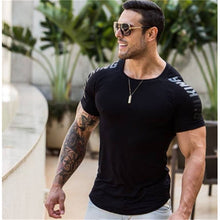 Compression Quick dry T-shirt Men Running Sport Skinny Short Tee Shirt Male Gym Fitness Bodybuilding Workout Black Tops Clothing