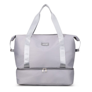 Large Travel Dufflel Bag Solid Color Dry Wet Separated Portable Waterproof  Outdoor Gym Fitness Tote Bag for Women