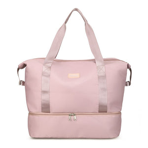 Large Travel Dufflel Bag Solid Color Dry Wet Separated Portable Waterproof  Outdoor Gym Fitness Tote Bag for Women