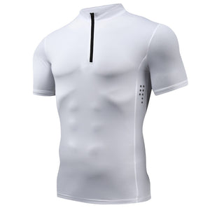 Half Zipper Short Sleeves Running Quick Dry Stand Collar Gym Stretch Workout Referee Tee Training Breathable Golf Shirts