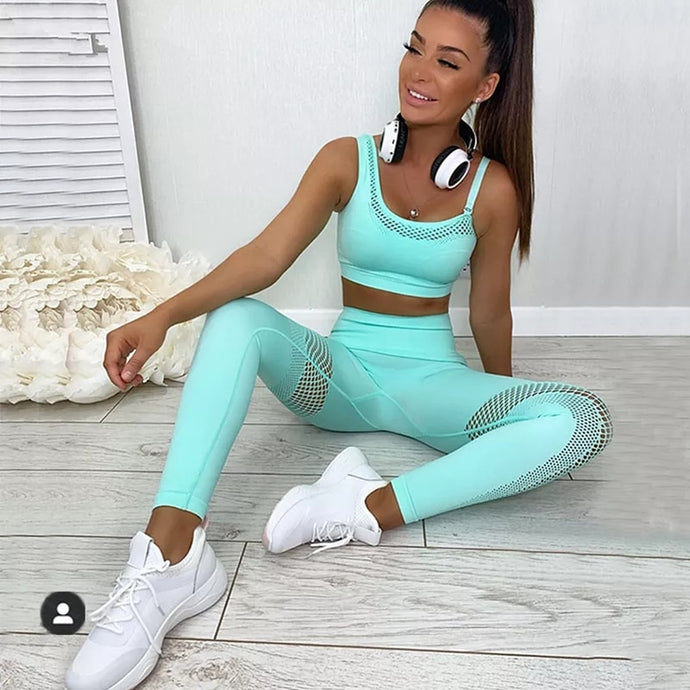 2021 Seamless Yoga Set Women Gym Sportswear Outfit Yoga Pant Leggings Pad One Shoulder Sports Bra 2 Pcs Workout Cloth Tracksuit