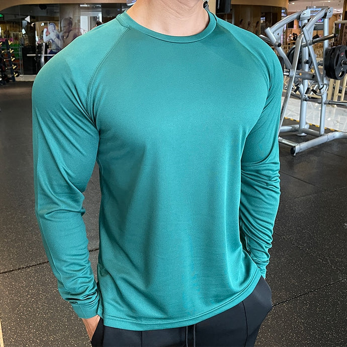 Long Sleeve Sport Shirt Men Fitness T shirt Gym Tshirt Sportswear Loose Running breathable Quick dry Shirt Workout training Top