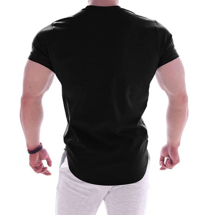 Mens Fitness Clothes Sports T-Shirt Elastic Muscle Gym New Male Training Quick Drying Casual Short Sleeves T-shirt