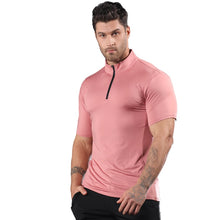 Half Zipper Short Sleeves Running Quick Dry Stand Collar Gym Stretch Workout Referee Tee Training Breathable Golf Shirts